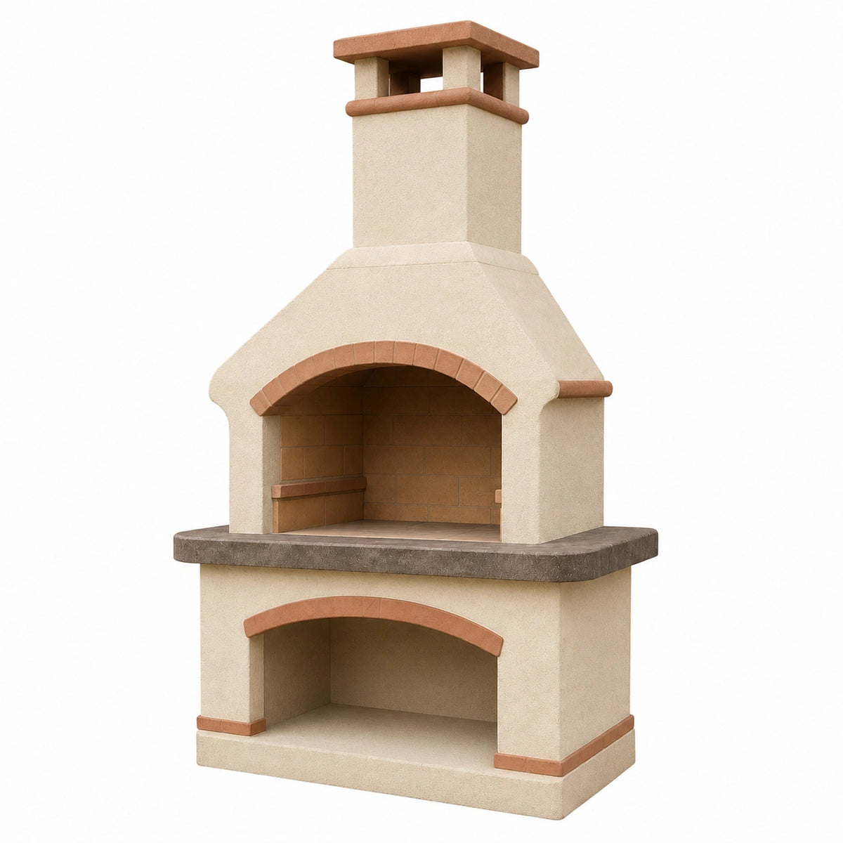 Barbacoa de ladrillo refractario con chimenea exterior