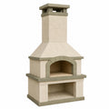 Barbacoa de Cemento Beige y Gris con Chimenea