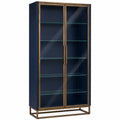 Vitrina de Vidrio con Estructura Metálica Azul