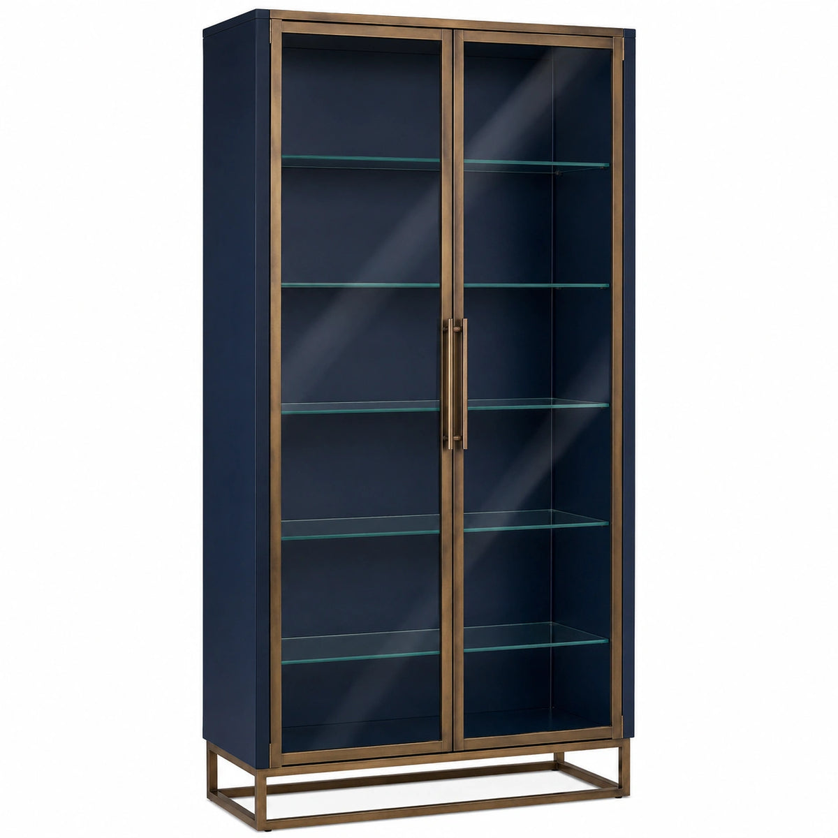 Vitrina de Vidrio con Estructura Metálica Azul