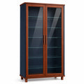 Vitrina de Madera y Vidrio Templado Marrón/Azul 180cm x 80cm x 40cm