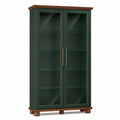 Vitrina de madera y vidrio templado verde 150x80x35 cm