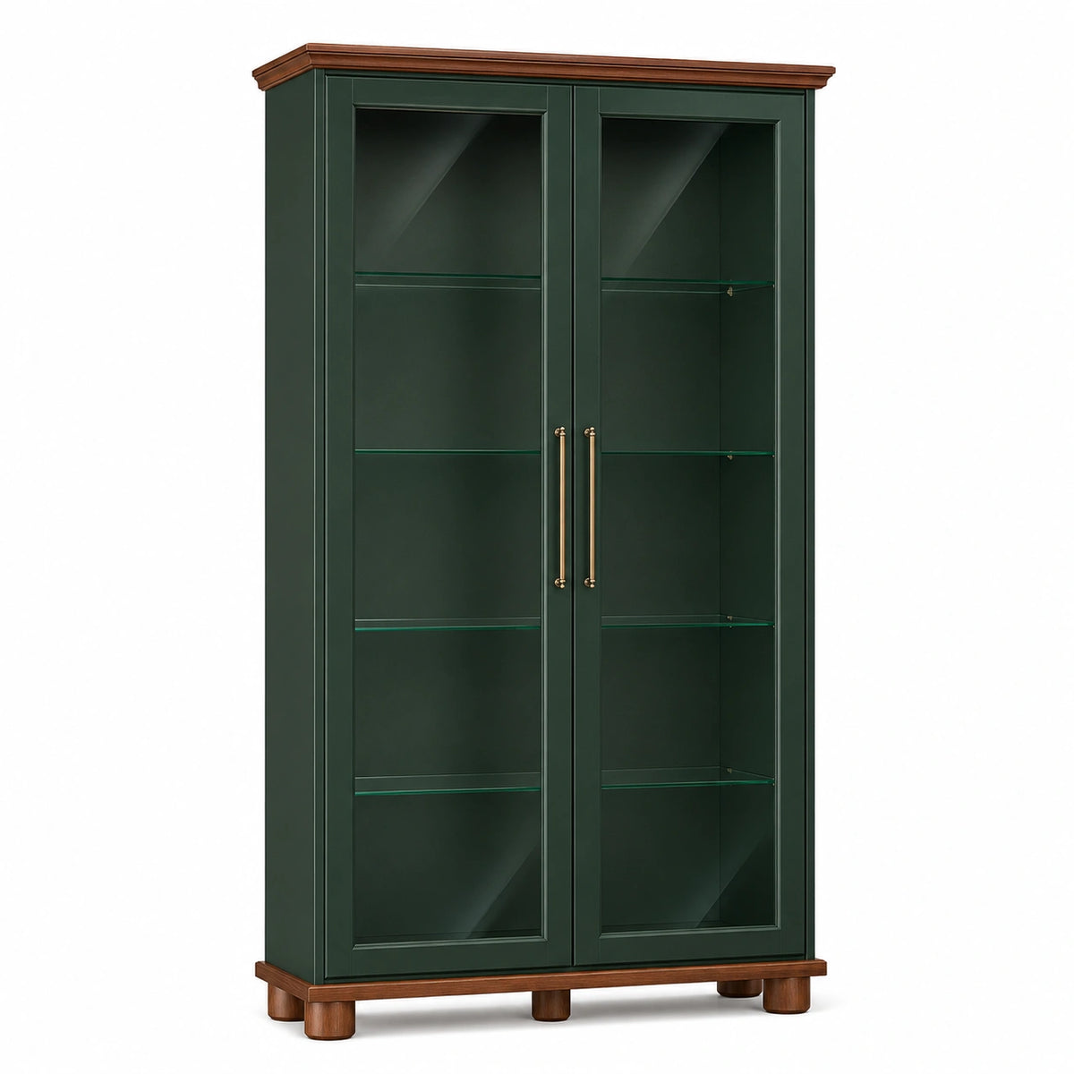 Vitrina de madera y vidrio templado verde 150x80x35 cm