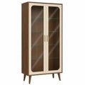 Vitrina de Madera con Puertas de Vidrio y Estantes