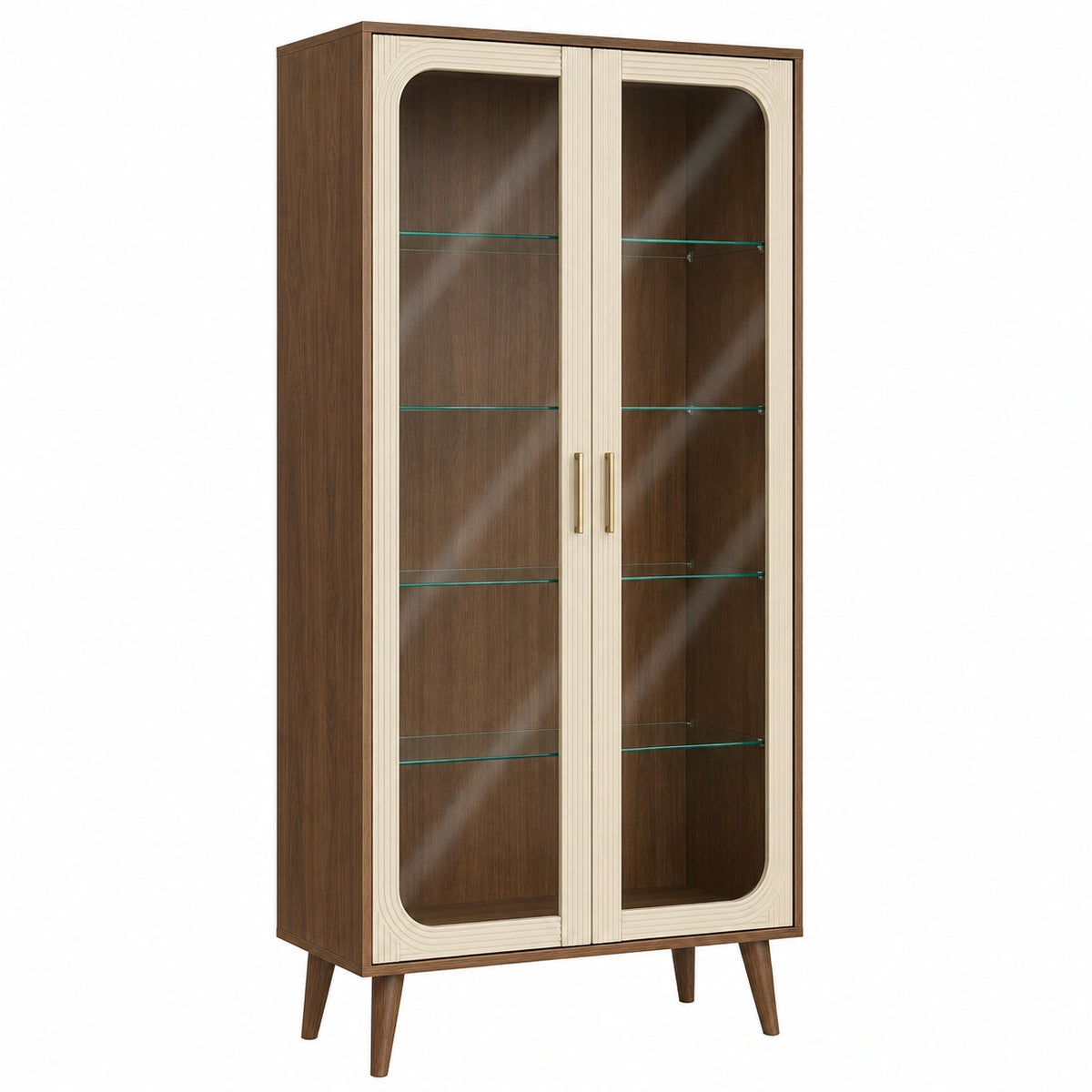Vitrina de Madera con Puertas de Vidrio y Estantes