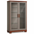 Vitrina de Madera y Vidrio Templado Transparente con Puertas Dobles