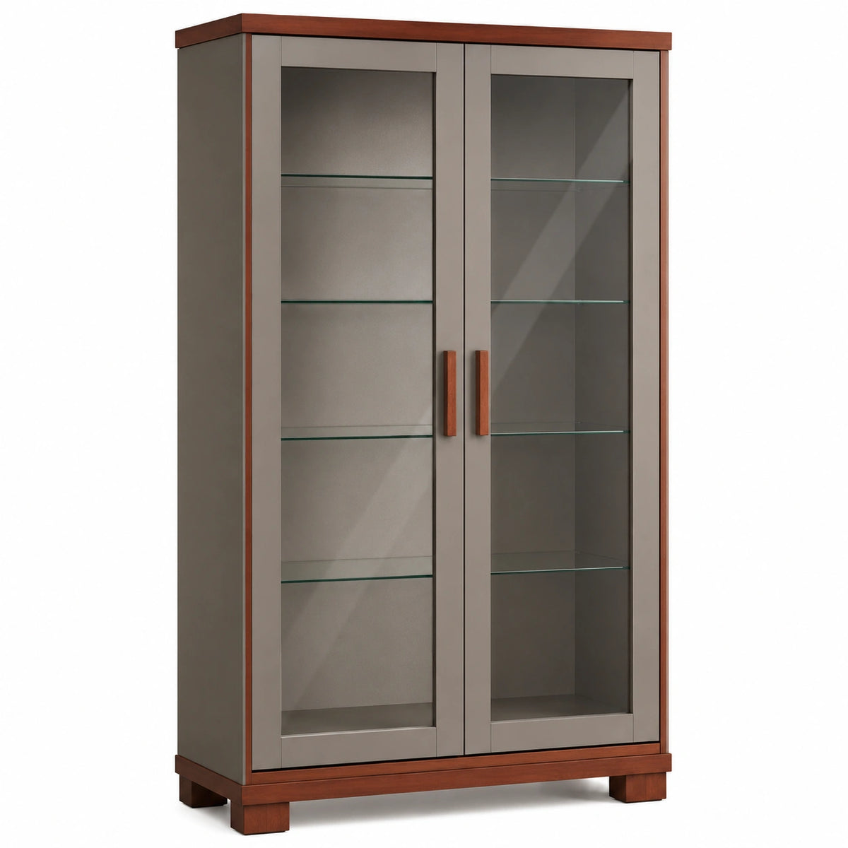 Vitrina de Madera y Vidrio Templado Transparente con Puertas Dobles