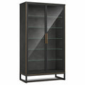 Vitrina de metal con vidrio templado 180x80x40 cm Negro