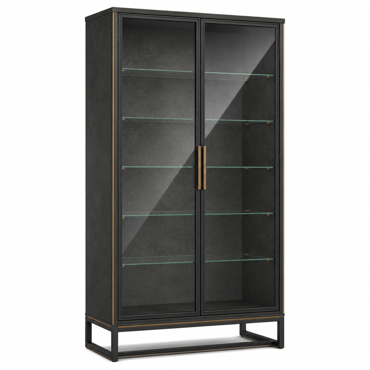 Vitrina de metal con vidrio templado 180x80x40 cm Negro