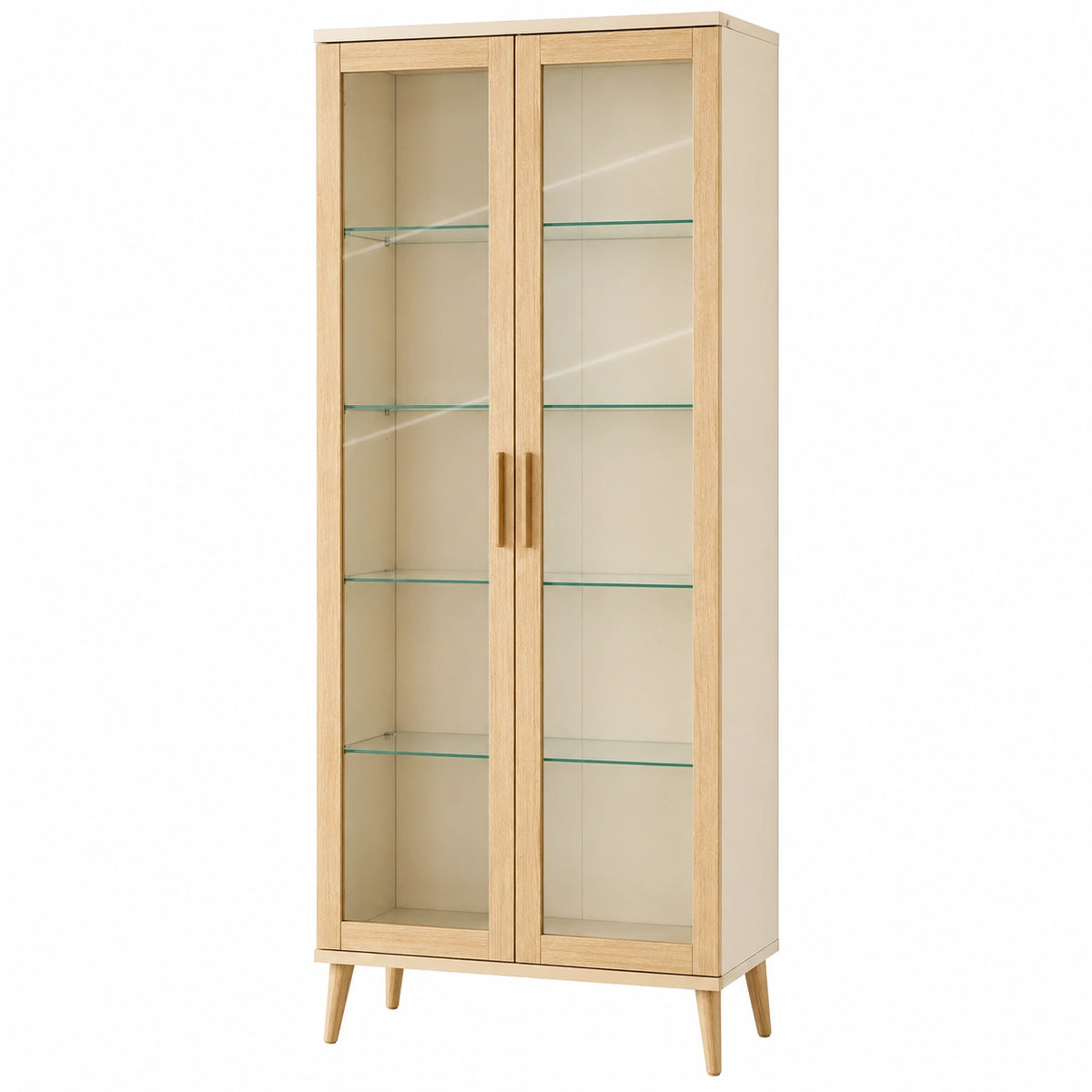 Vitrina de Madera con Puertas de Vidrio Templado 80x30x180 cm