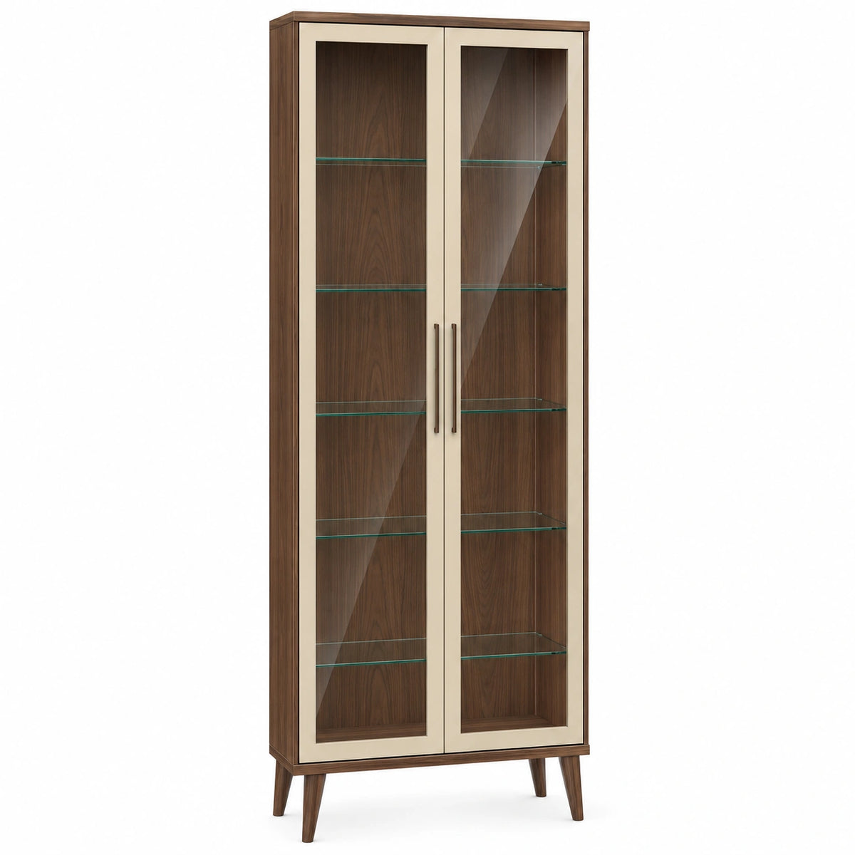 Vitrina de Madera con Puertas de Vidrio Templado