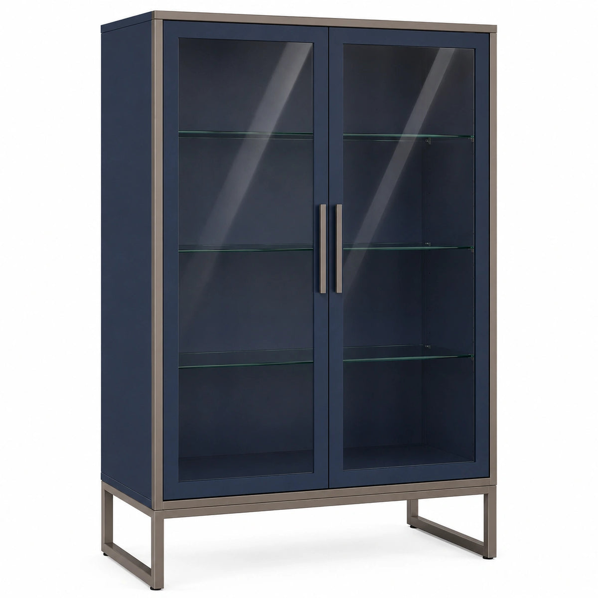 Vitrina de Metal y Vidrio Templado Azul 120x180x40 cm