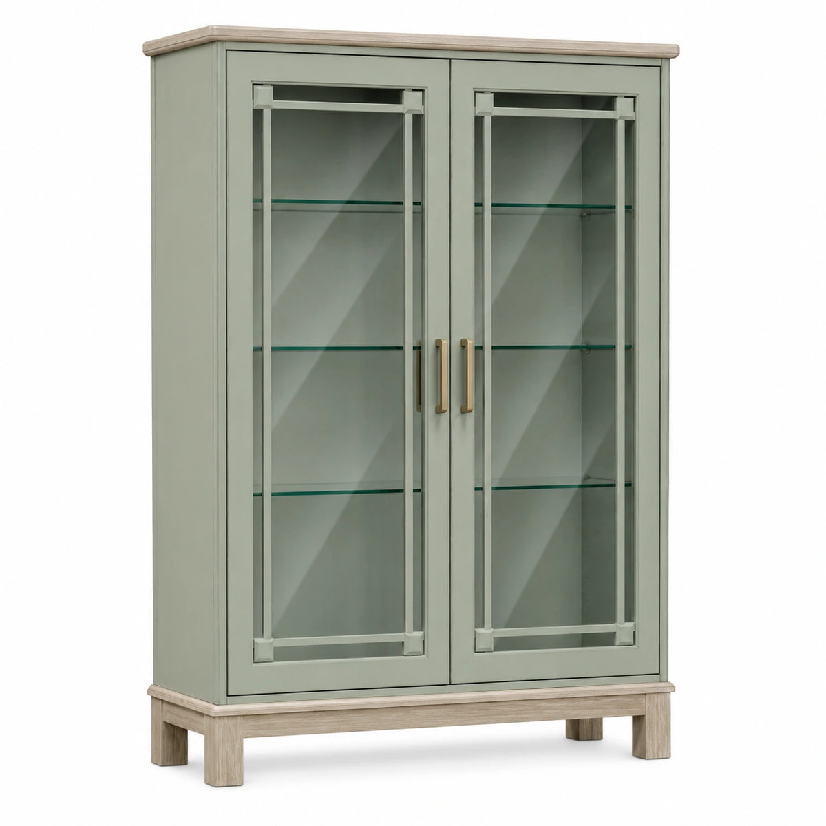 Vitrina de madera y vidrio con puertas de vidrio templado 180 cm
