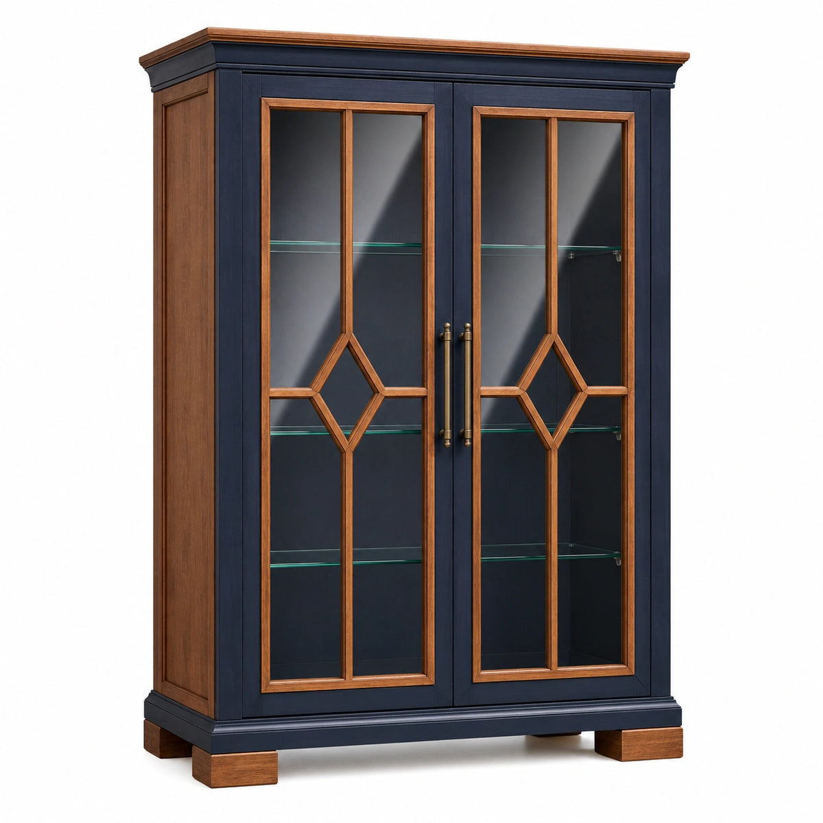 Vitrina de Madera y Vidrio Templado 120x40x180 cm Marrón/Azul