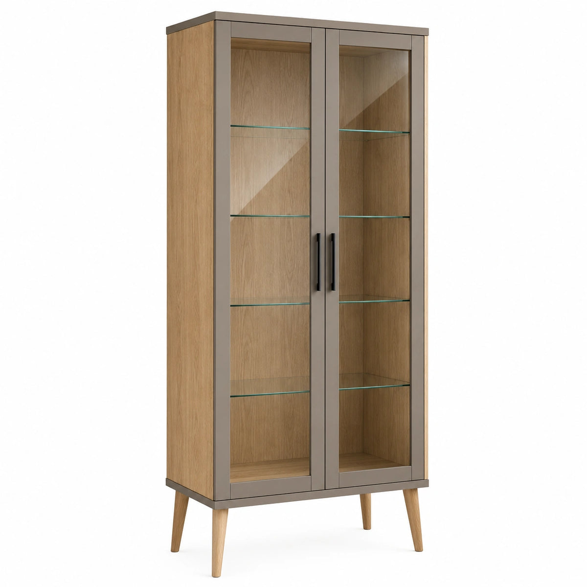 Vitrina de Madera de Roble y Vidrio Templado