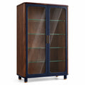 Vitrina de Madera y Vidrio Templado 180 cm Marrón y Azul