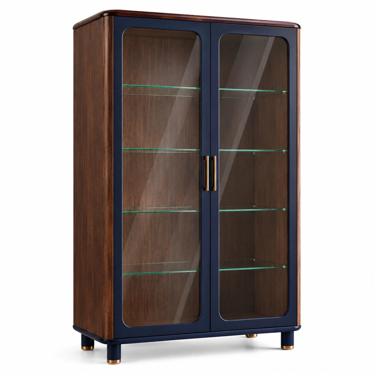 Vitrina de Madera y Vidrio Templado 180 cm Marrón y Azul