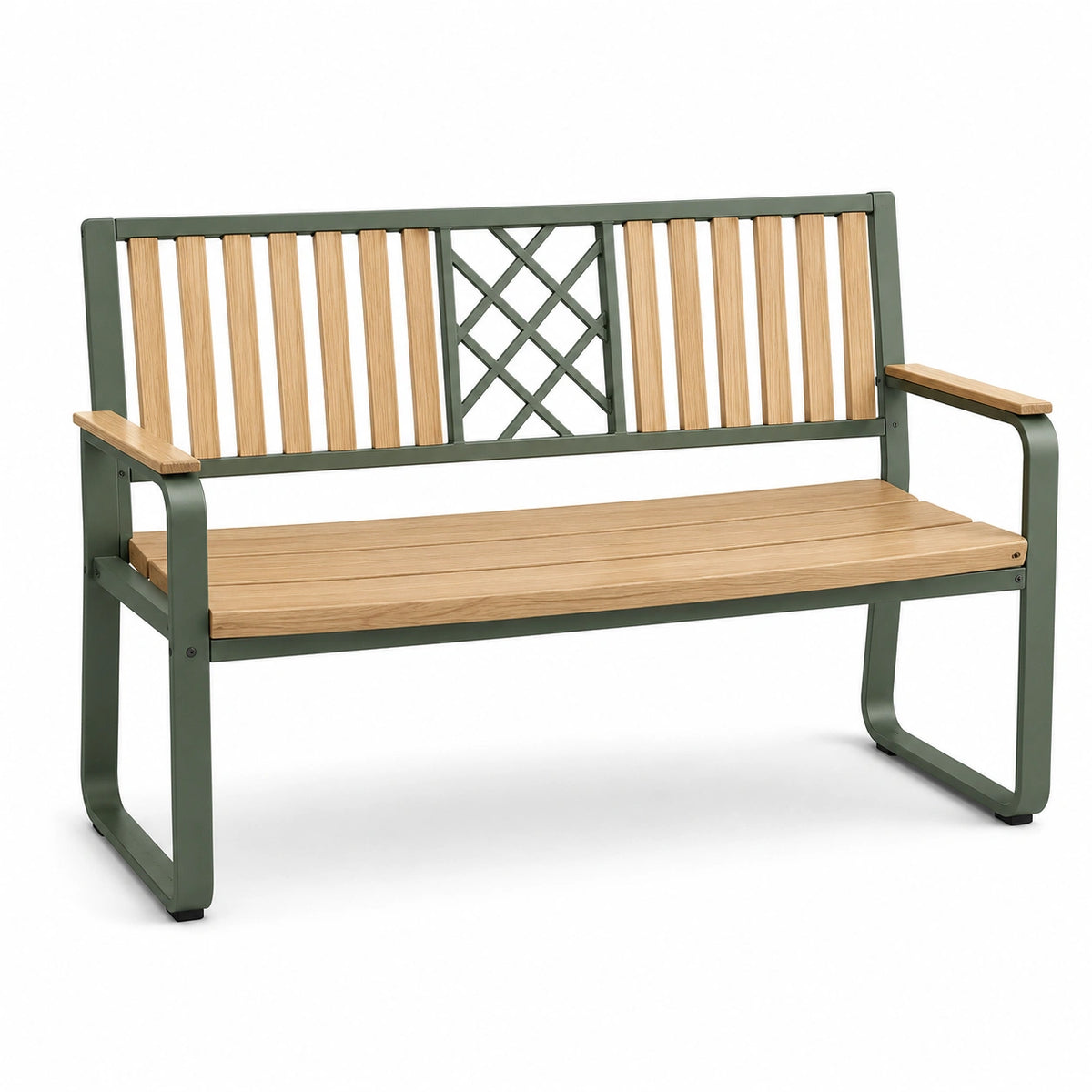Banco de madera de acacia y acero Verde 120 cm