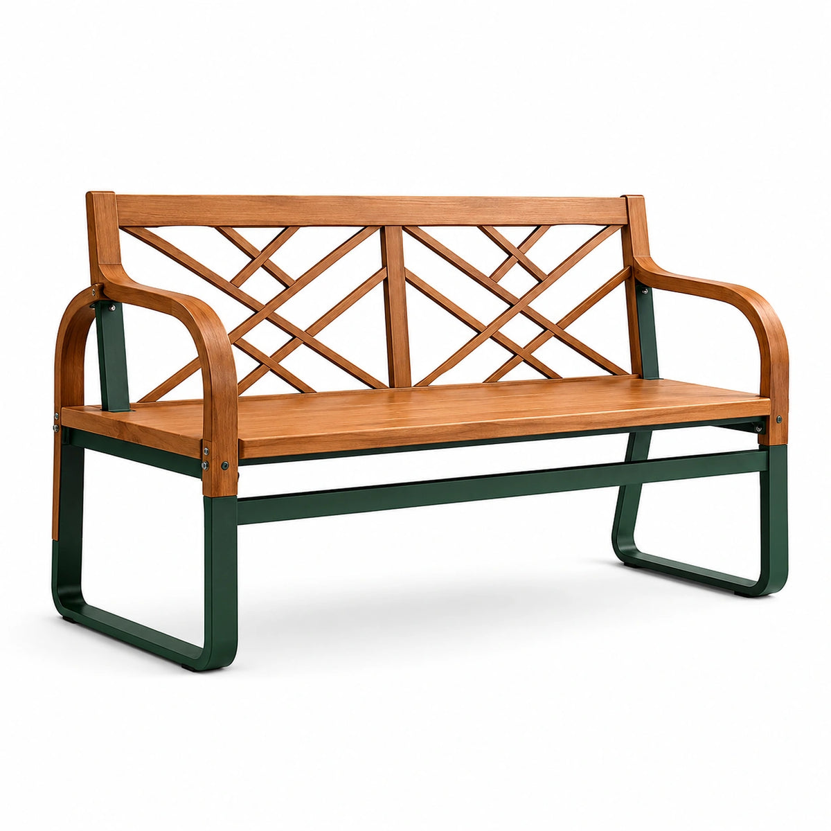 Banco de madera y acero para exteriores 120x60x80 cm