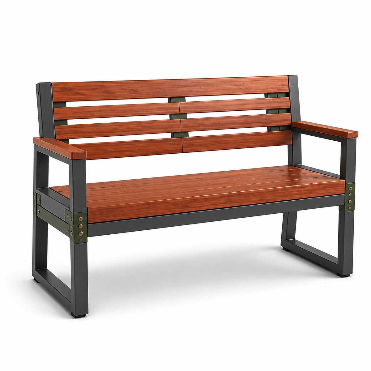 Banco de madera y metal para exteriores 122x62x89 cm