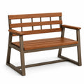 Banco de jardín de madera y metal marrón 120x58x80 cm