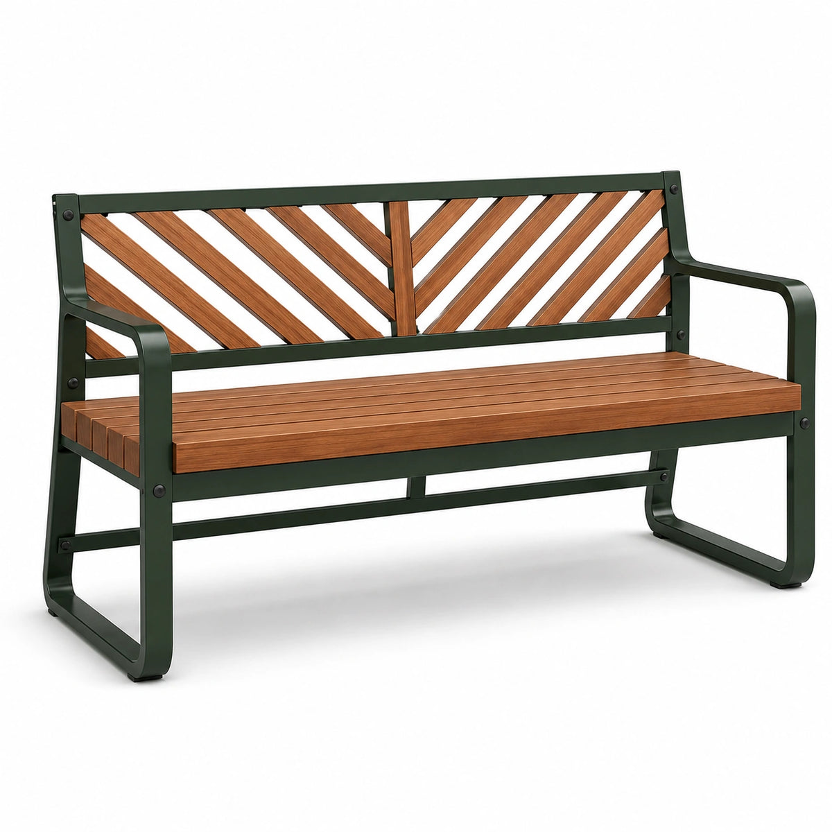 Banco de jardín de acero y madera de acacia 120x60x85 cm