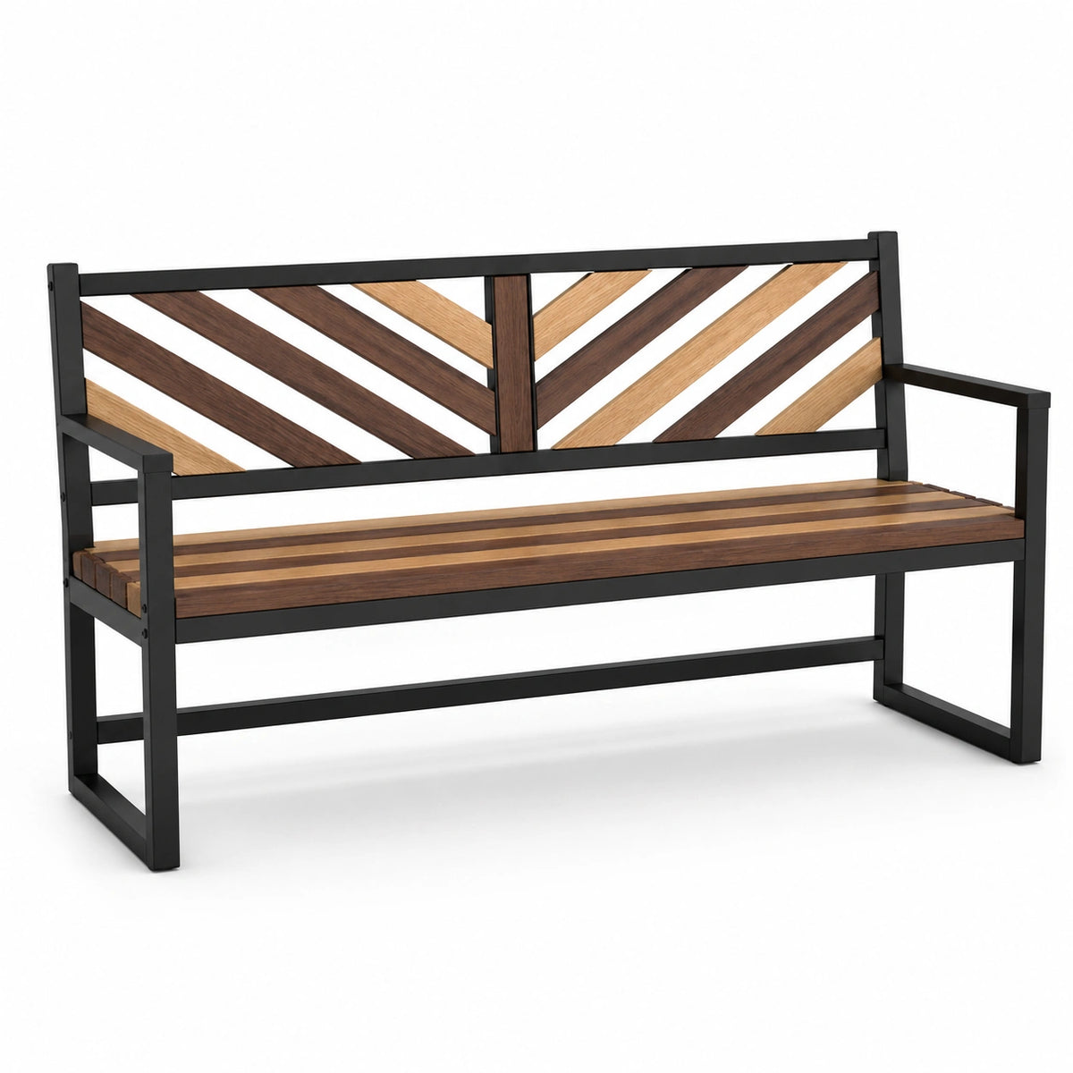 Banco de madera maciza y metal 130 cm