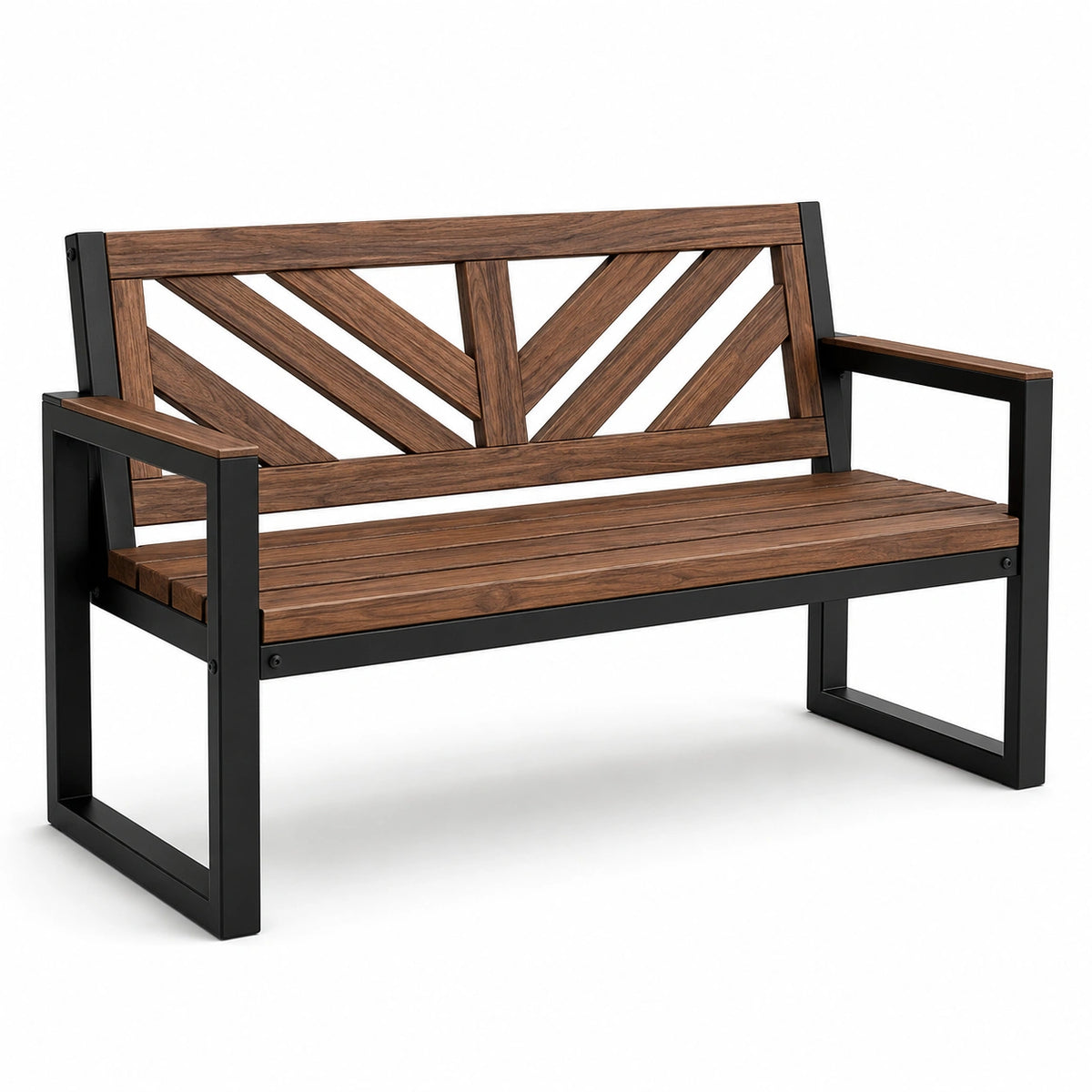 Banco de madera y metal 120cm Marrón/Negro
