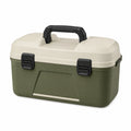 Caja de herramientas de plástico verde y crema con cierre seguro 40x20x20 cm