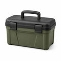 Caja de herramientas de plástico verde y negro