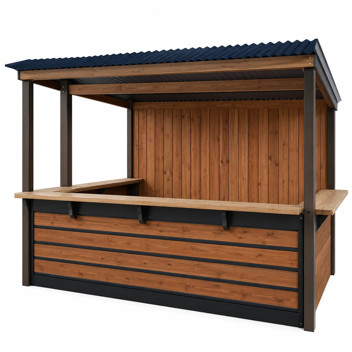 Quiosco de Madera de Cedro y Metal 250x150x240cm Marrón/Negro