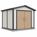 Cobertizo de jardín de resina con puertas dobles 213x127x185 cm Crema y Madera