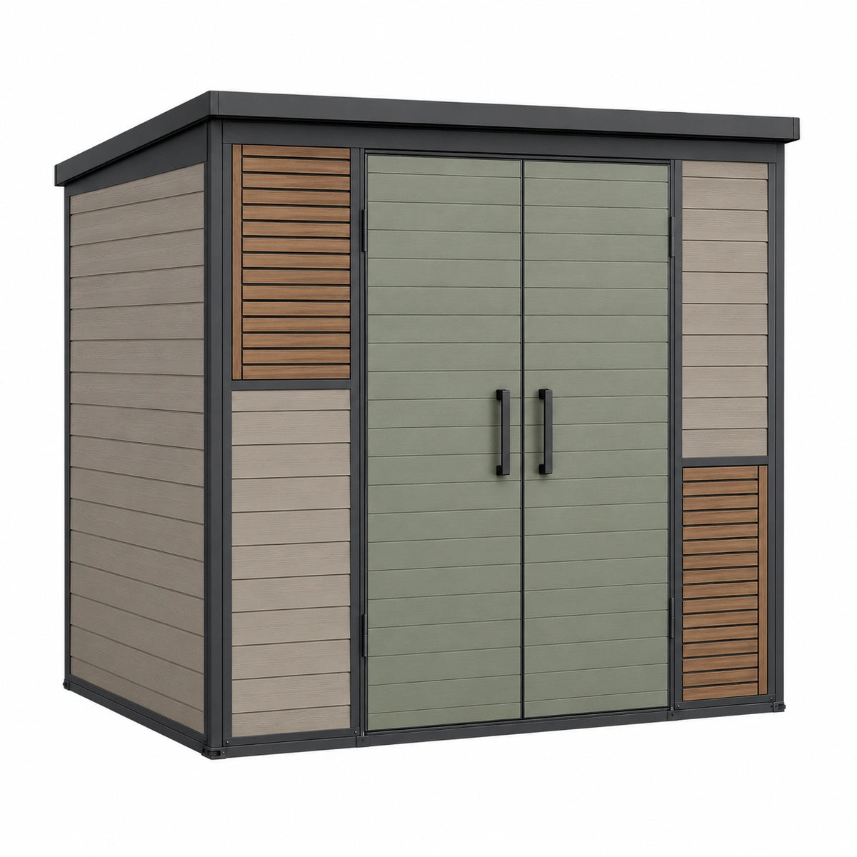 Caseta de Resina con Puertas Dobles Verde y Marrón
