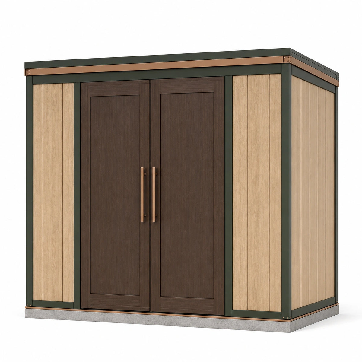 Cobertizo de madera contrachapada y metal con puertas dobles 200x150x100 cm