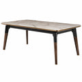 Mesa de comedor de mármol con patas de madera y metal 140x80x75 cm
