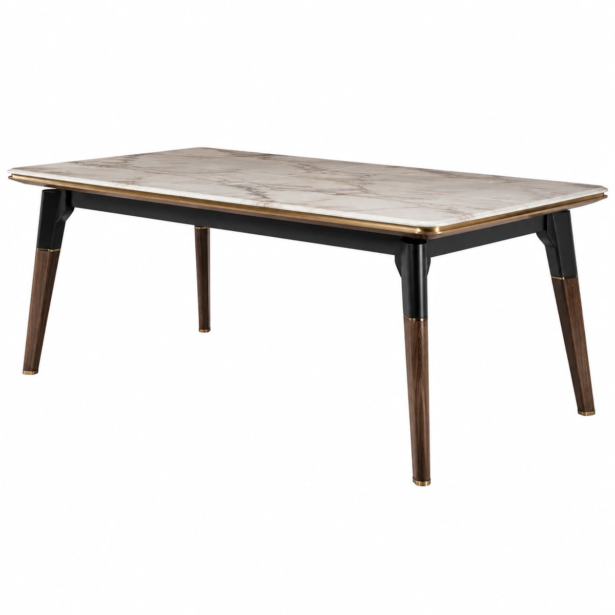 Mesa de comedor de mármol con patas de madera y metal 140x80x75 cm