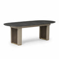 Mesa de comedor de mármol negro y madera ovalada 200x90x75 cm