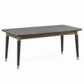 Mesa de comedor con tablero de cerámica y patas de metal Negro/Dorado 160x90x75 cm