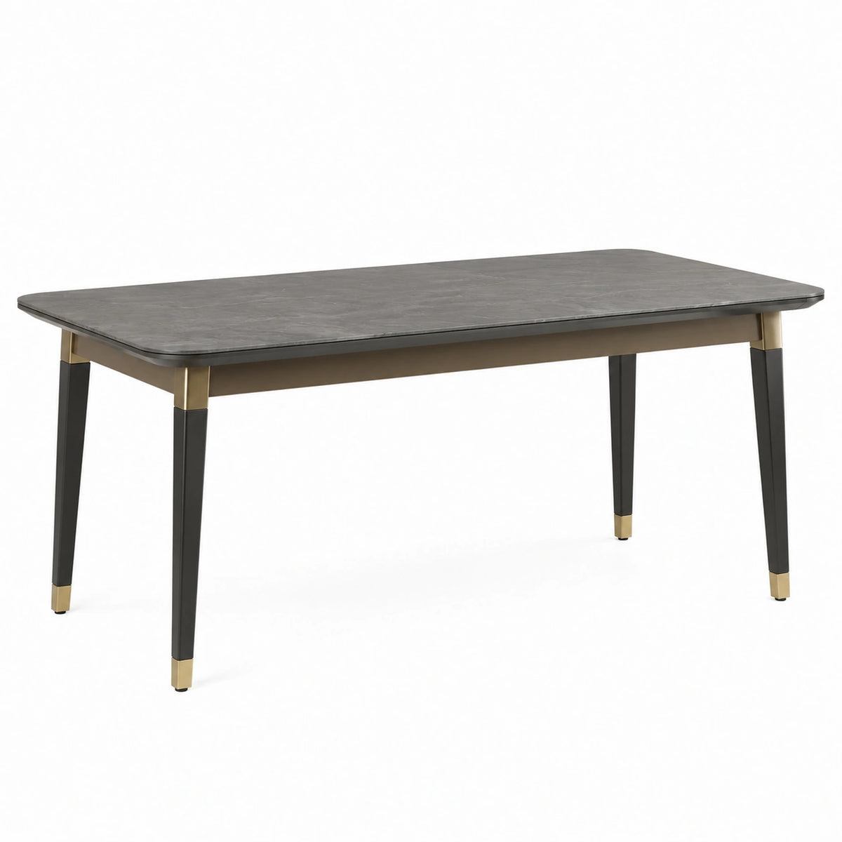 Mesa de comedor con tablero de cerámica y patas de metal Negro/Dorado 160x90x75 cm