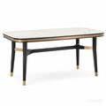 Mesa de comedor de cerámica y metal Negro/Dorado