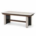 Mesa de comedor de mármol y acero con marco de madera 200x90x75 cm