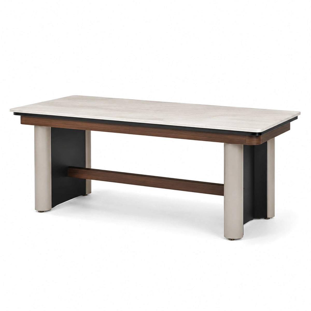 Mesa de comedor de mármol y acero con marco de madera 200x90x75 cm