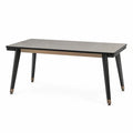 Mesa rectangular de cerámica y metal negro