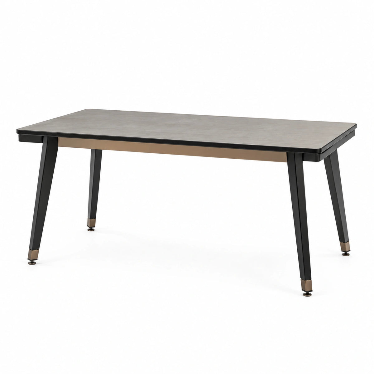 Mesa rectangular de cerámica y metal negro