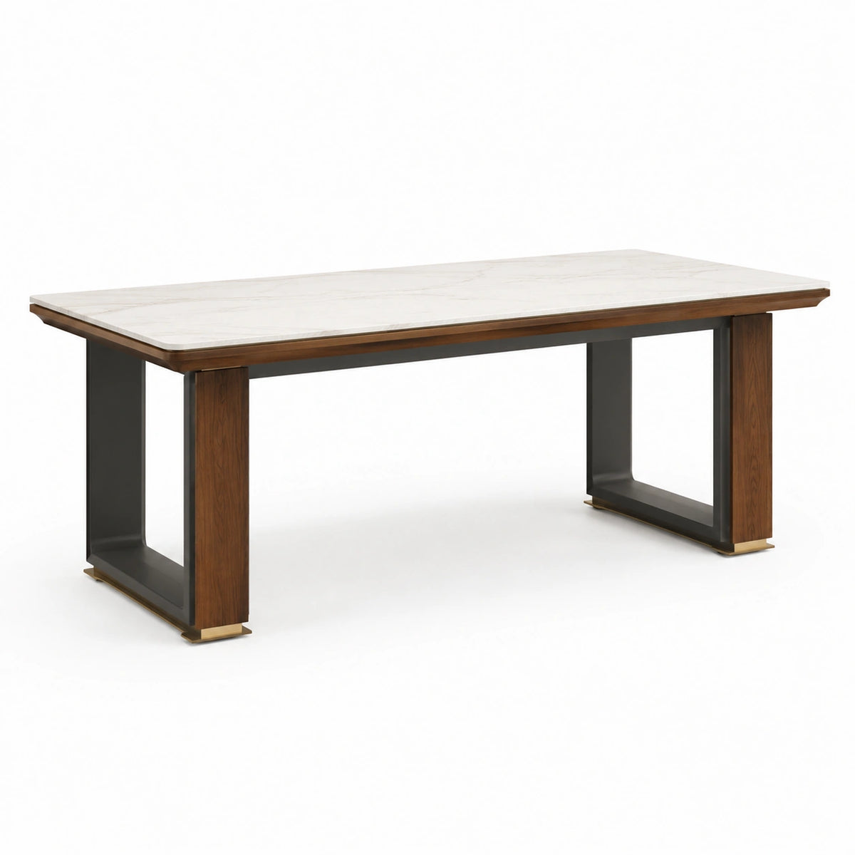 Mesa de comedor de mármol y madera 200x100x75 cm