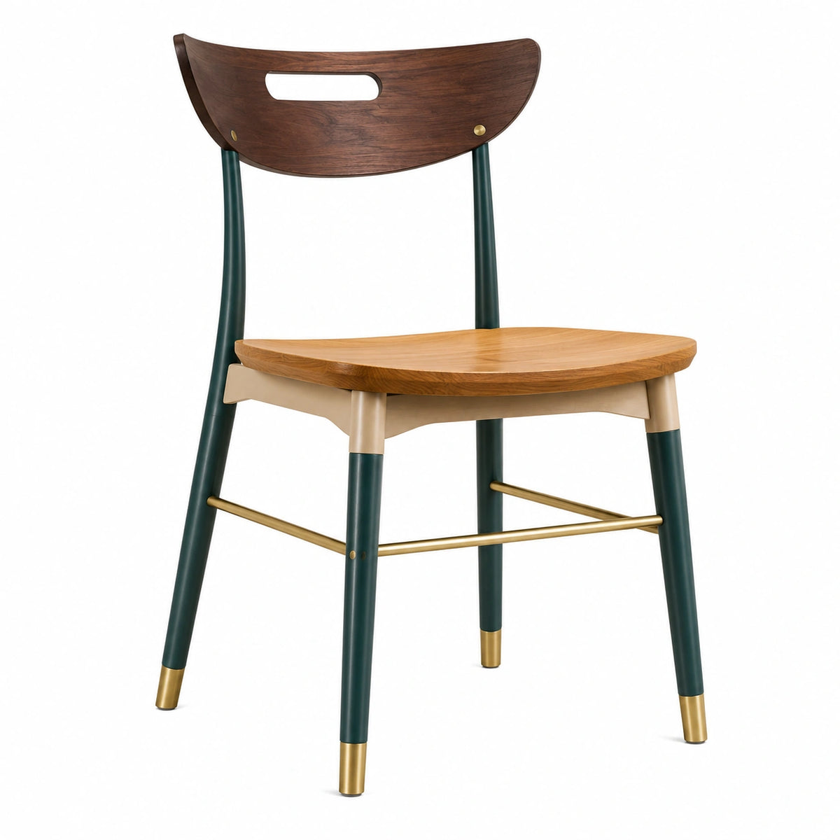 Silla de Madera y Metal con Respaldo Curvo 84 cm
