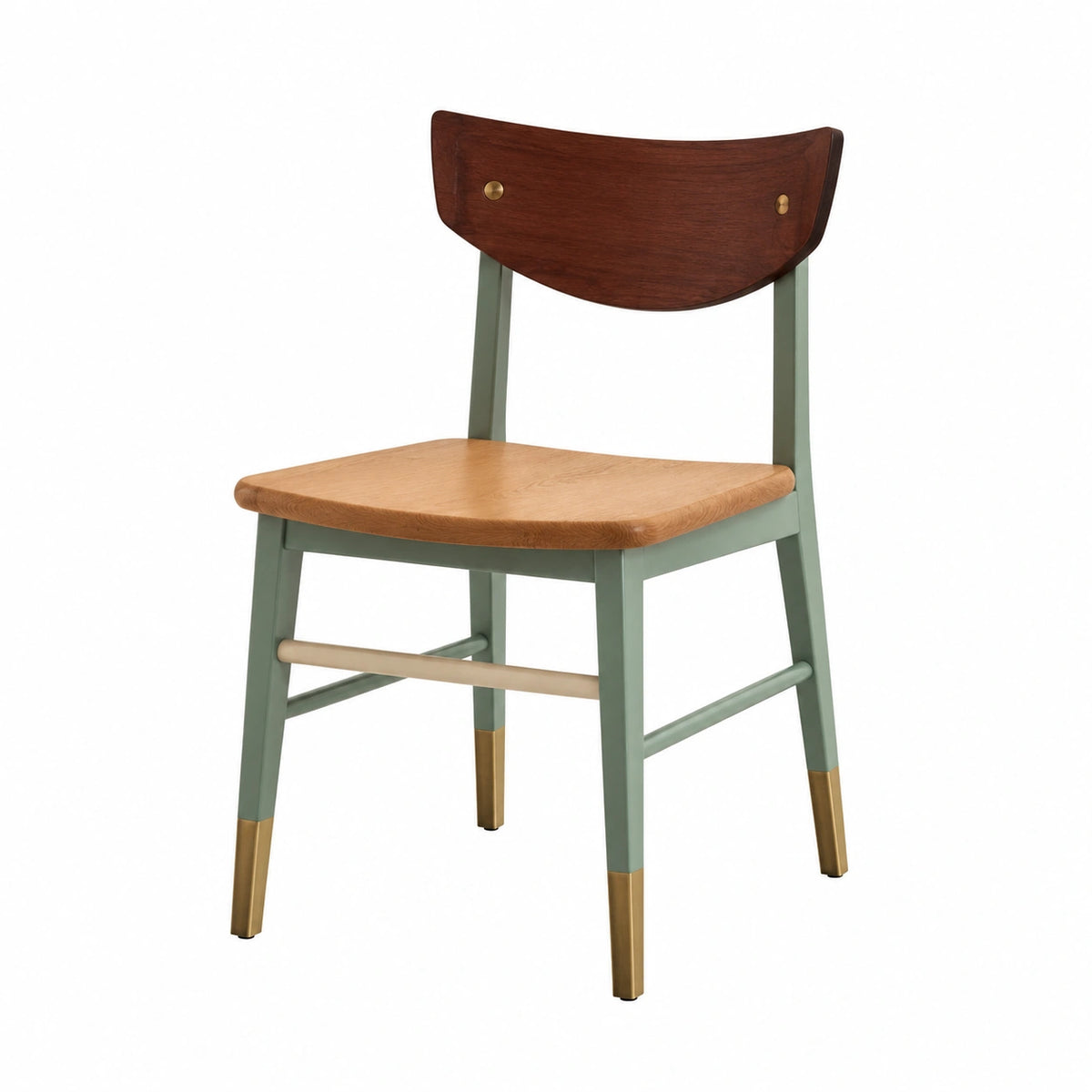 Silla de Madera Maciza con Respaldo Contrachapado y Patas de Acero