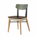Silla de madera de haya con respaldo verde y asiento marrón