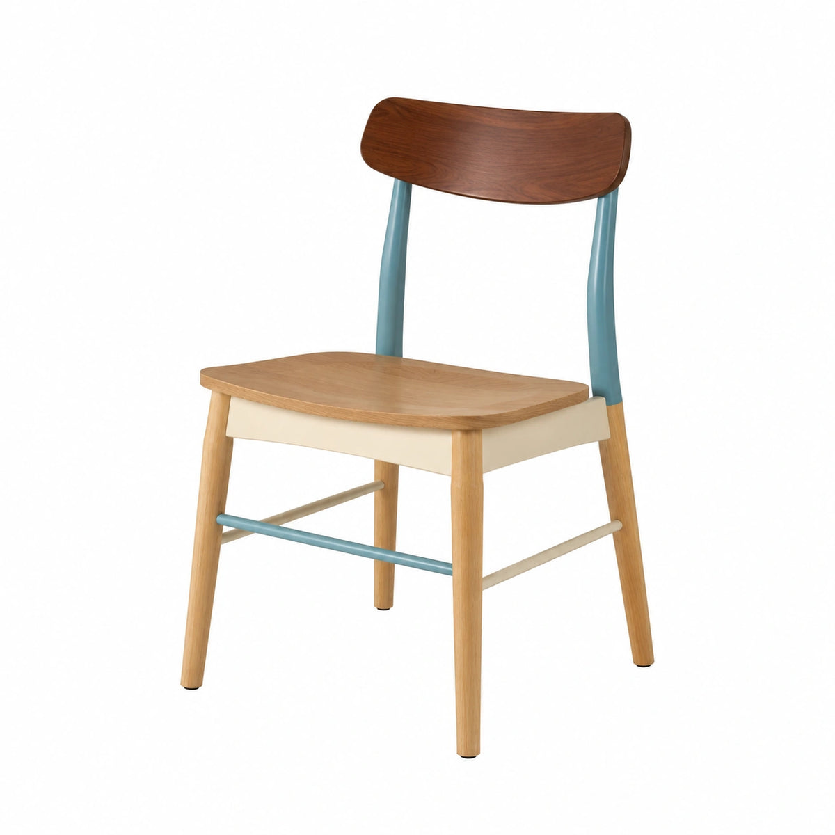 Silla de madera y metal azul y natural 85 cm