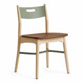 Silla de Madera Maciza con Respaldo Verde y Asiento Marrón